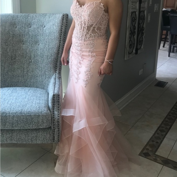Beautiful dusty pink mermaid style, full bottom prom dress. - Picture 3 of 16